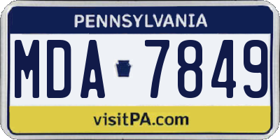 PA license plate MDA7849