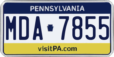 PA license plate MDA7855