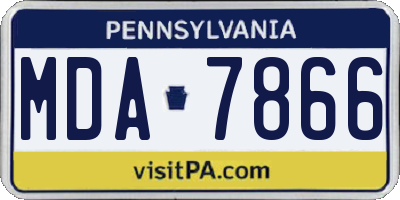 PA license plate MDA7866