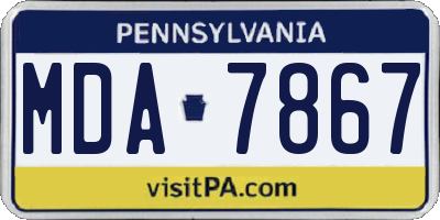 PA license plate MDA7867