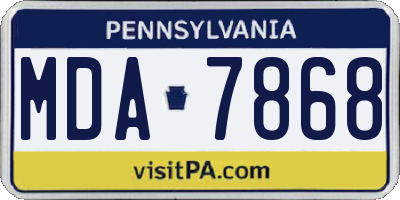 PA license plate MDA7868