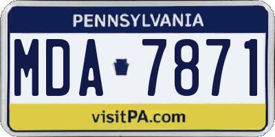 PA license plate MDA7871