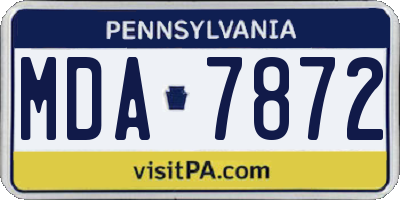 PA license plate MDA7872