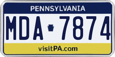 PA license plate MDA7874