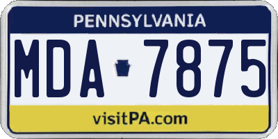 PA license plate MDA7875