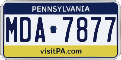 PA license plate MDA7877