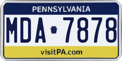 PA license plate MDA7878