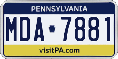 PA license plate MDA7881