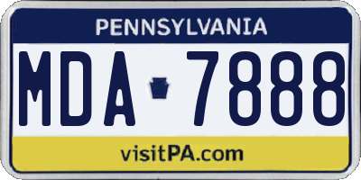 PA license plate MDA7888