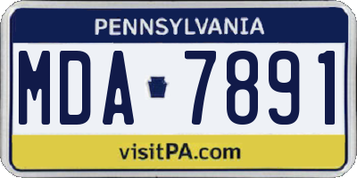 PA license plate MDA7891