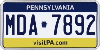 PA license plate MDA7892