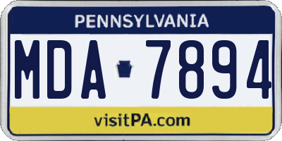 PA license plate MDA7894