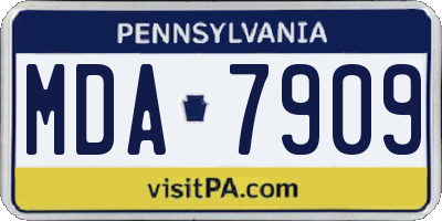PA license plate MDA7909