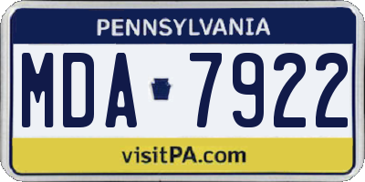 PA license plate MDA7922
