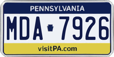 PA license plate MDA7926