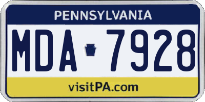 PA license plate MDA7928
