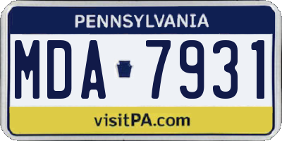 PA license plate MDA7931