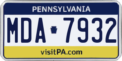 PA license plate MDA7932