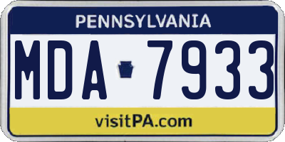 PA license plate MDA7933