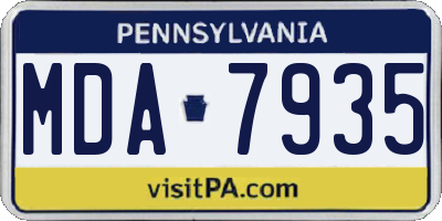 PA license plate MDA7935