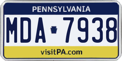 PA license plate MDA7938