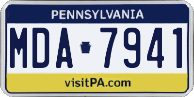 PA license plate MDA7941