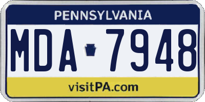 PA license plate MDA7948