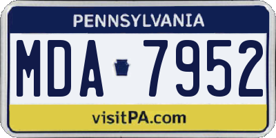 PA license plate MDA7952