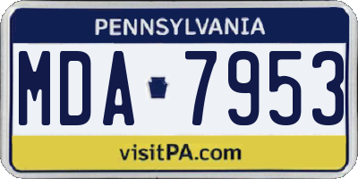 PA license plate MDA7953