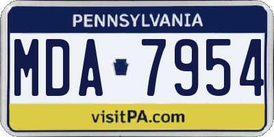PA license plate MDA7954