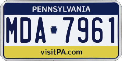 PA license plate MDA7961