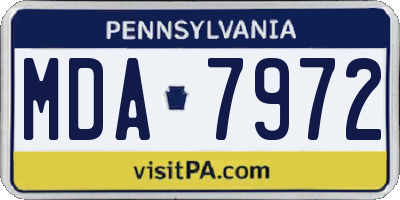 PA license plate MDA7972