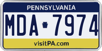 PA license plate MDA7974