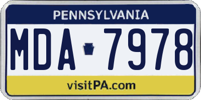 PA license plate MDA7978