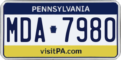 PA license plate MDA7980