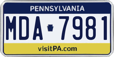 PA license plate MDA7981