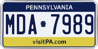 PA license plate MDA7989
