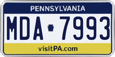 PA license plate MDA7993