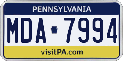 PA license plate MDA7994