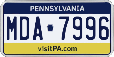 PA license plate MDA7996