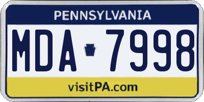 PA license plate MDA7998