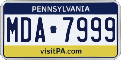 PA license plate MDA7999