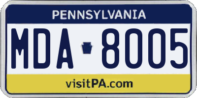 PA license plate MDA8005