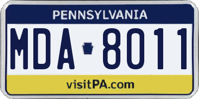 PA license plate MDA8011