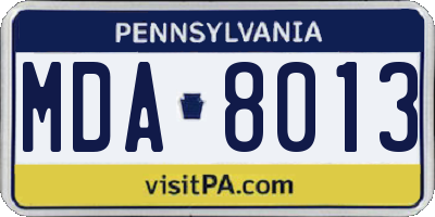 PA license plate MDA8013