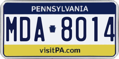 PA license plate MDA8014