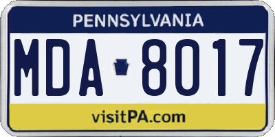 PA license plate MDA8017
