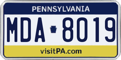 PA license plate MDA8019