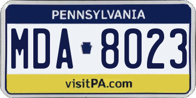 PA license plate MDA8023