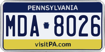 PA license plate MDA8026